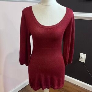 ⭐y2k dark red sparkly baby doll sweater dress small